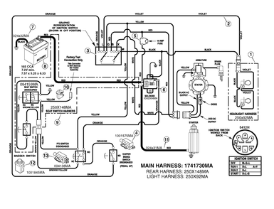Electrical System Diagram and Parts List for 7800523-312006X51A 2009 Briggs and Stratton Lawn Tractor